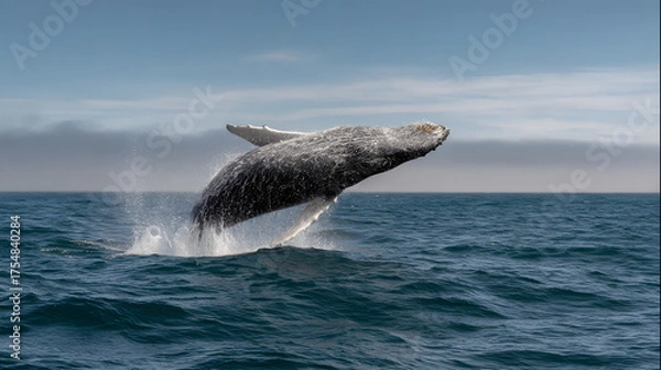 Obraz Humpback whale breaching the ocean surface in a stunning display of power