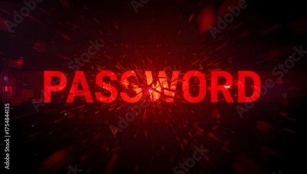 Obraz Red Password script, black background
