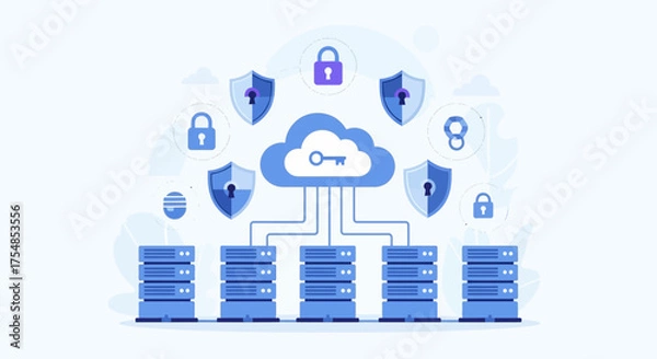 Obraz Secure Cloud Data Storage and Network Security Illustration