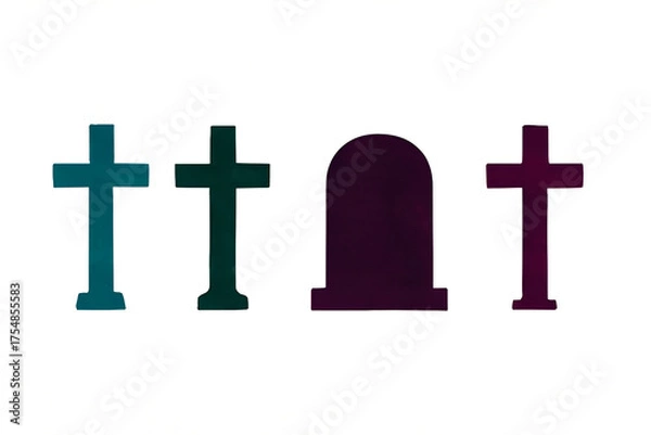 Obraz Cross Tombstone Vector Illustration