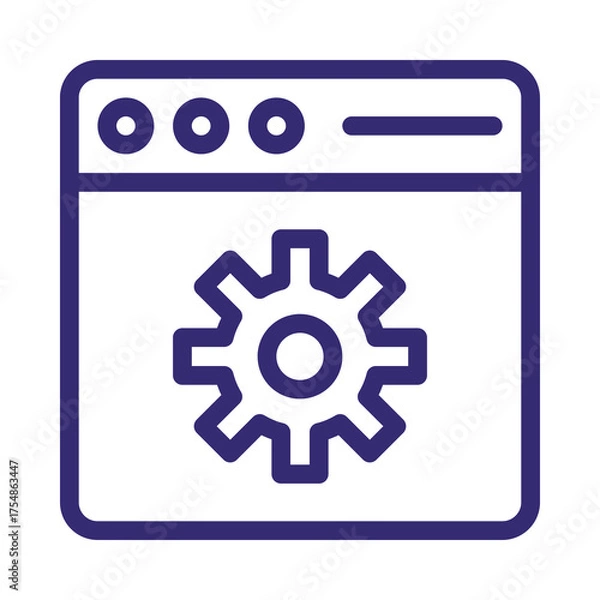 Fototapeta Browser window with gear icon representing settings or configuration