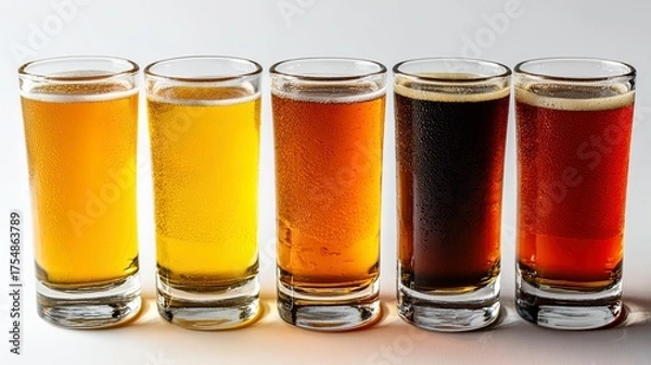 Fototapeta Isolated Wine and Beer Pouring Series Clean White Background Realistic Style
