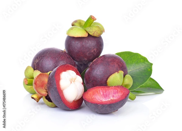 Fototapeta mangosteen  on white background.