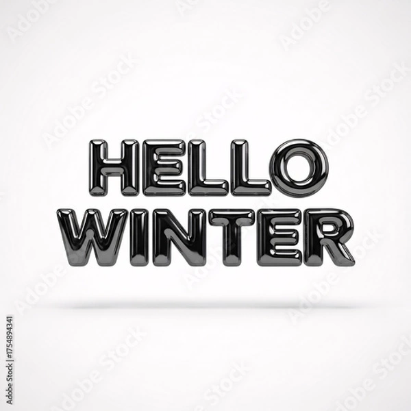 Fototapeta Hello Winter 3D Text Typography Design
