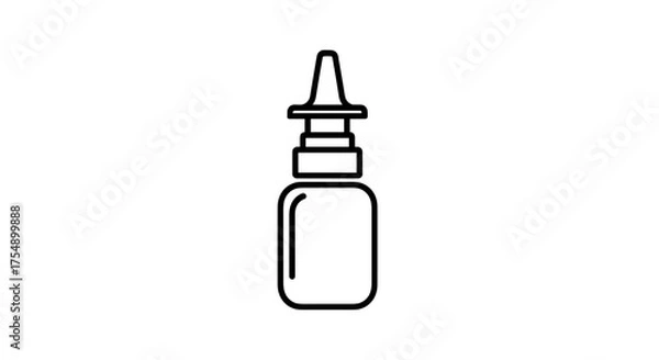 Obraz Nasal spray bottle simple line art icon isolated on white background.