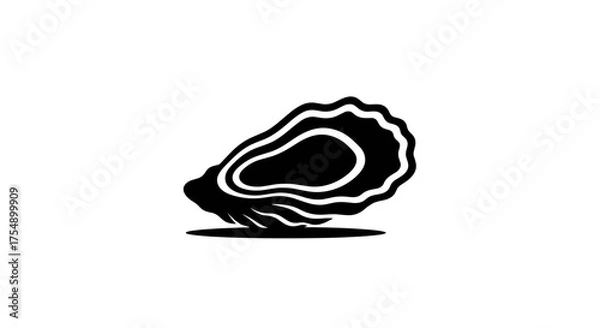 Obraz Oyster shell icon black and white seafood illustration.