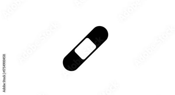 Obraz Simple black adhesive bandage icon on a white background.