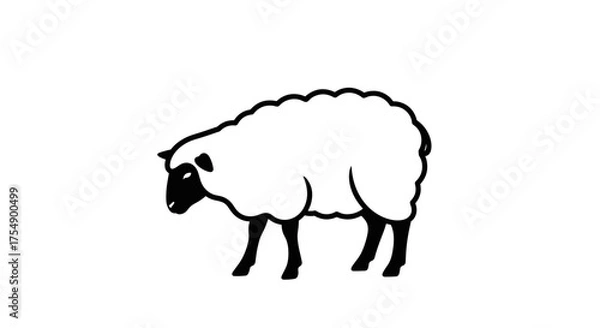 Obraz Simple black and white illustration of a sheep.