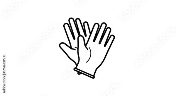 Obraz Simple black and white line art icon of protective gloves.