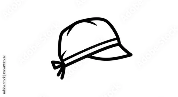 Obraz Simple black and white line drawing of a bandana head covering.