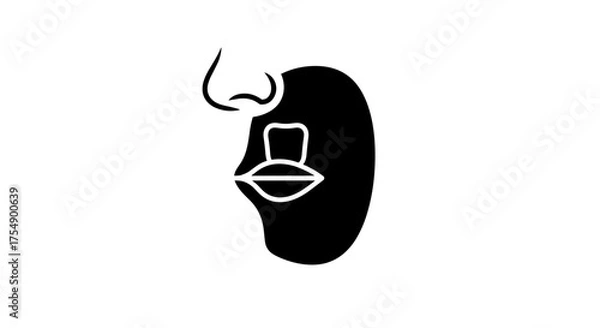 Obraz Simple black glyph icon of a facial treatment patch.