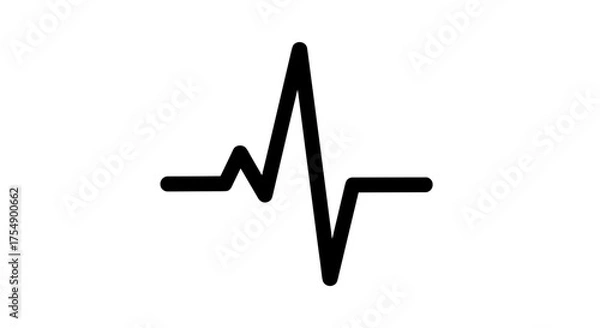 Obraz Simple black heartbeat line icon on a white background.