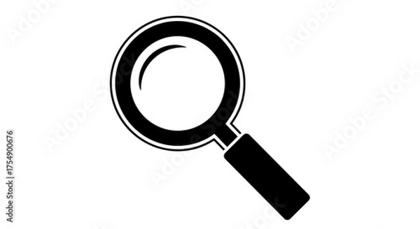 Obraz Simple black magnifying glass icon isolated on white background.