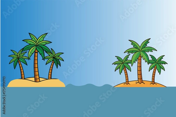 Fototapeta Tropical Island with Palm Trees Vector