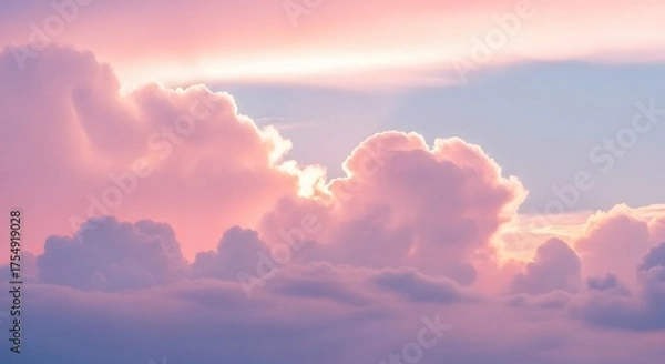 Obraz Dreamy pastel clouds at sunrise sky soft light atmospheric mood serene natural beauty