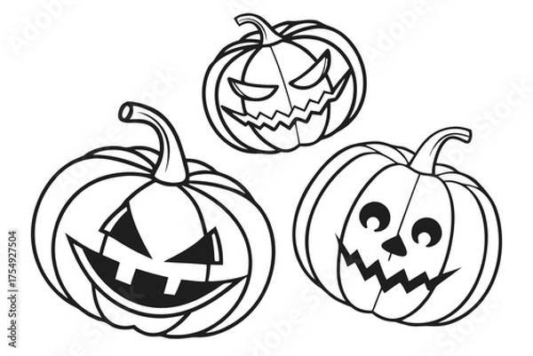 Obraz Pumpkin Carving Stencils Vector SVG Set for Halloween