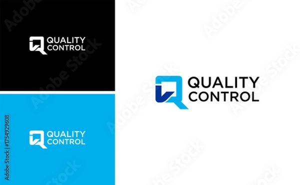 Obraz Initial Q Check Mark Logo Design Vector for Quality Control, Assurance, and Business Approval Symbol in Modern Corporate Identity