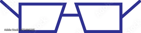 Fototapeta Blue Square Eyeglasses Frame Outline Isolated on Transparent Background