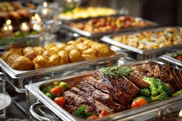 Fototapeta Lavish Party Brunch Buffet Table Setting