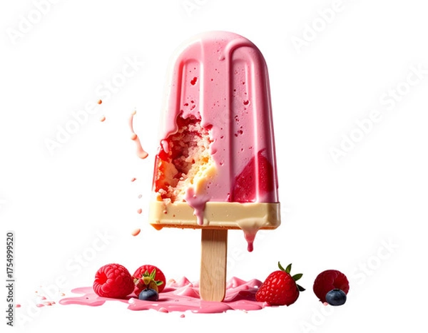 Obraz Ice cream popsicle with bite, transparent background  