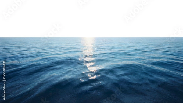 Obraz A vast expanse of the deep blue ocean stretches towards the horizon,  isolated on transparent background