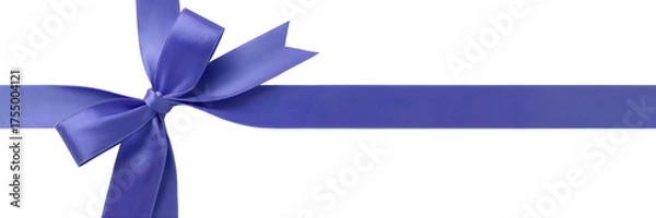 Obraz Vibrant purple satin ribbon tied into a neat bow on a plain transparent background