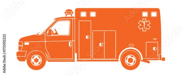 Obraz Orange Ambulance Vehicle Icon with Star of Life Emblem Keywords: ambulance, vehicle, emergency vehicle, medical transport, rescue