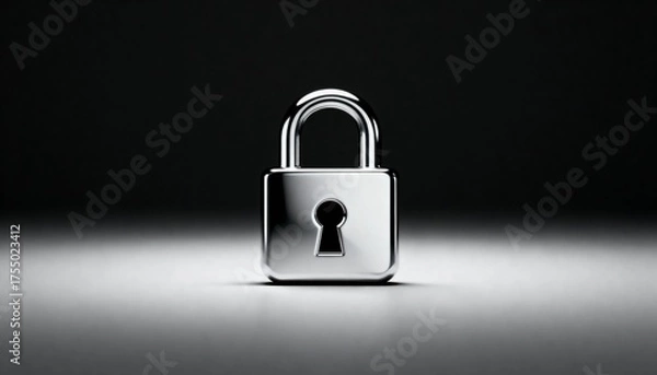 Fototapeta Shiny silver padlock with a keyhole, symbolizing security and protection