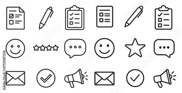 Fototapeta Business and organization outline icons set – line, linear, corporate symbols for planning