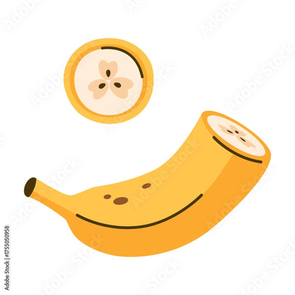 Obraz Banana cut into pieces. Cute banana. Tropical fruit