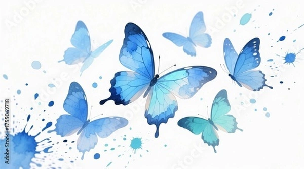 Obraz blue butterfly background