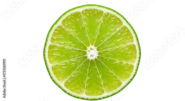 Fototapeta Close-up of a Vibrant Lime Slice on Black Background