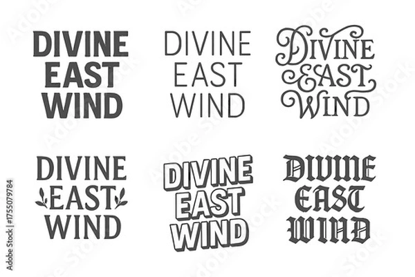 Fototapeta Divine East Wind Lettering. Divine East Wind. Set lettering. harmonious lettering variations of the same emblematic concept (Chalkboard textured style, Modern