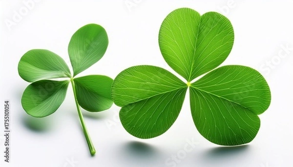 Fototapeta Four Leaf Green Clover Isolated On White Background