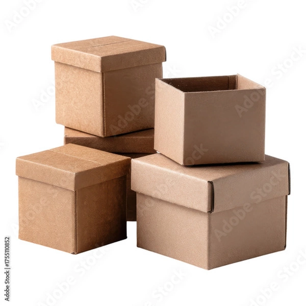 Fototapeta Stack of Brown Cardboard Boxes for Packaging and Shipping Items