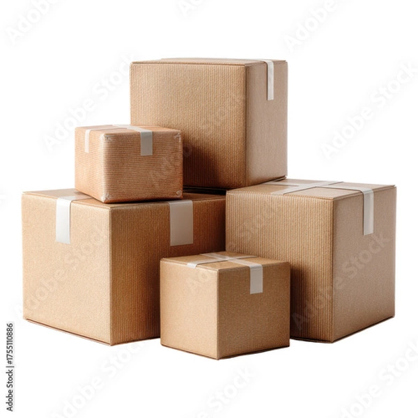 Fototapeta Stacked Brown Cardboard Boxes for Shipping and Storage Purpose