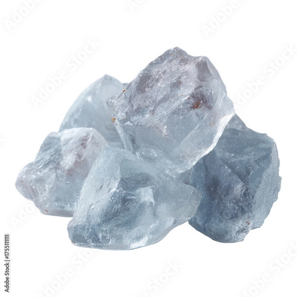 Fototapeta Raw Transparent Ice Cubes Piled Together on a White Background