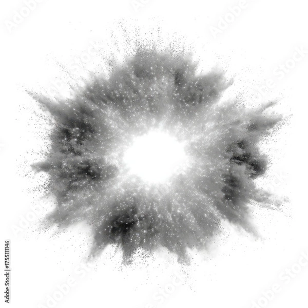 Fototapeta Artistic Explosion of White Particles on Black Background