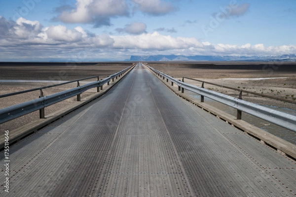 Fototapeta Bridge over a river at the ring road in Iceland