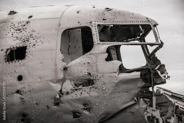 Fototapeta Abandoned plane wreck  of the US Navy in Iceland