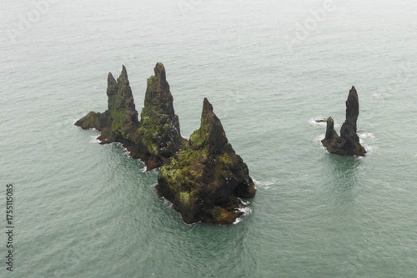 Fototapeta Reynisdrangar in Iceland seen from the mountain Reynisfjall