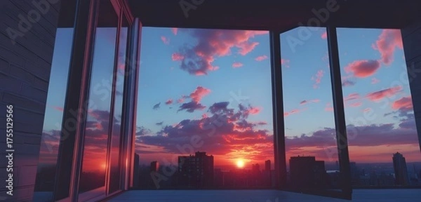 Obraz sunset over city