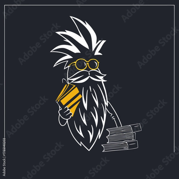 Obraz Intellectual wizard with books, perfect for educational content or magical storytelling ventures