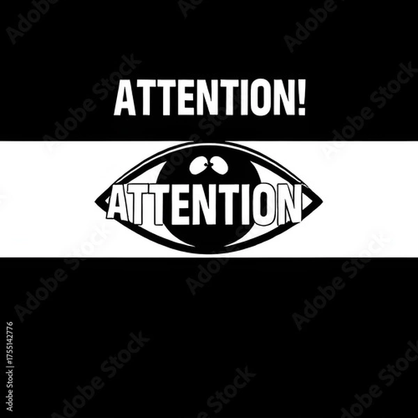 Fototapeta "Caution!" – Eye Symbol , Visual Alert and Cybernetic Surveillance