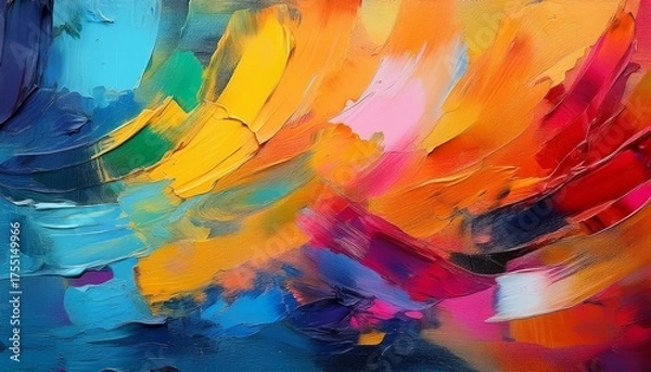 Fototapeta Painterly Texture Abstract Background Using Bold Bright Brushstrokes With A Contrasting Color Palette