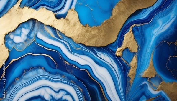 Fototapeta Abstract Marble Art Texture In Blue And Gold