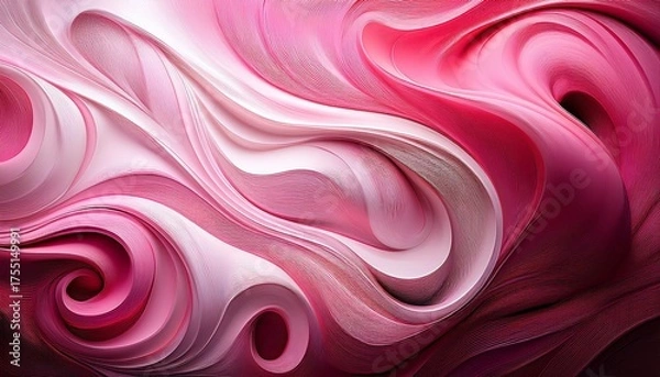 Fototapeta Abstract Digital Art With A Vibrant Gradient Backdrop Of Soft Pink And White Showcasing A Dark Central Area With Textured Swirling Lines