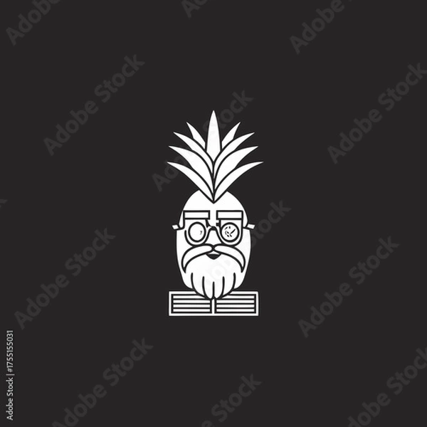Obraz Quirky pineapple character with glasses and beard, a funny summer fruit icon for tropical designs