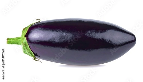 Fototapeta Fresh and Glossy Eggplant - A Close-Up of a Single Vegetable.