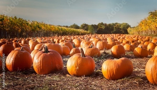 Fototapeta Pumpkins In A Pumpkin Patch